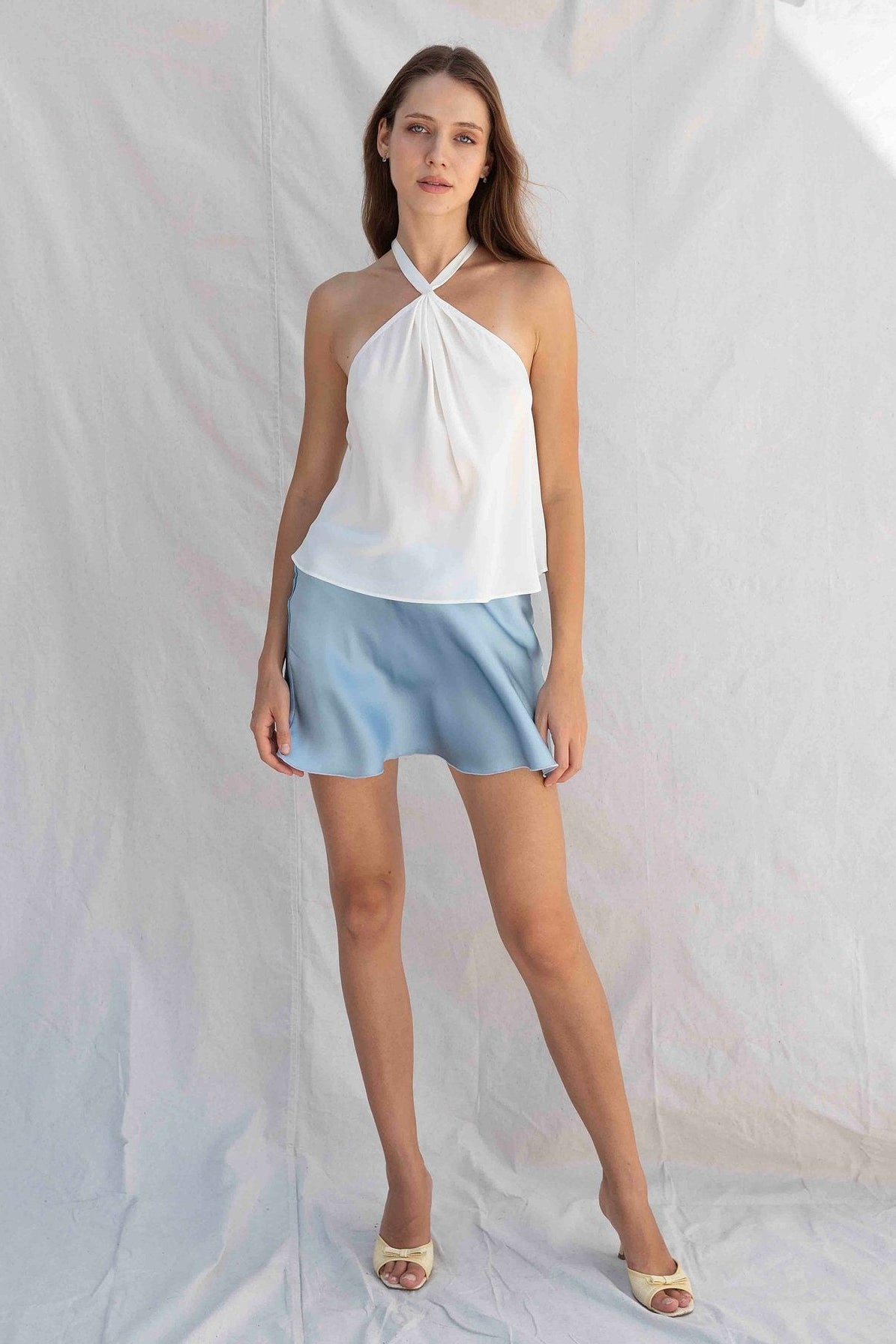 Satin Mini Skirt in Opal