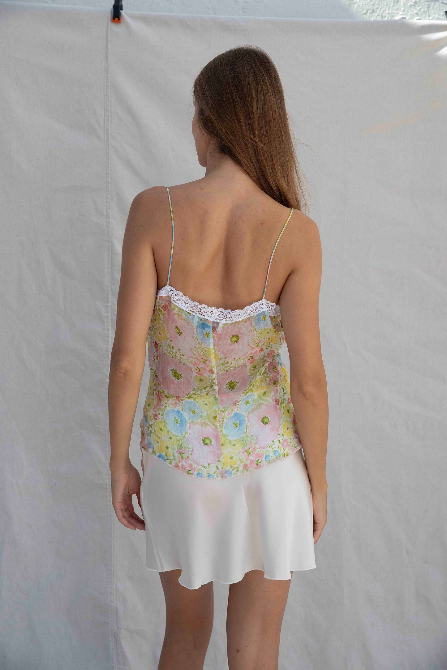 Satin Mini Skirt in Cream