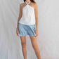 Satin Mini Skirt in Opal