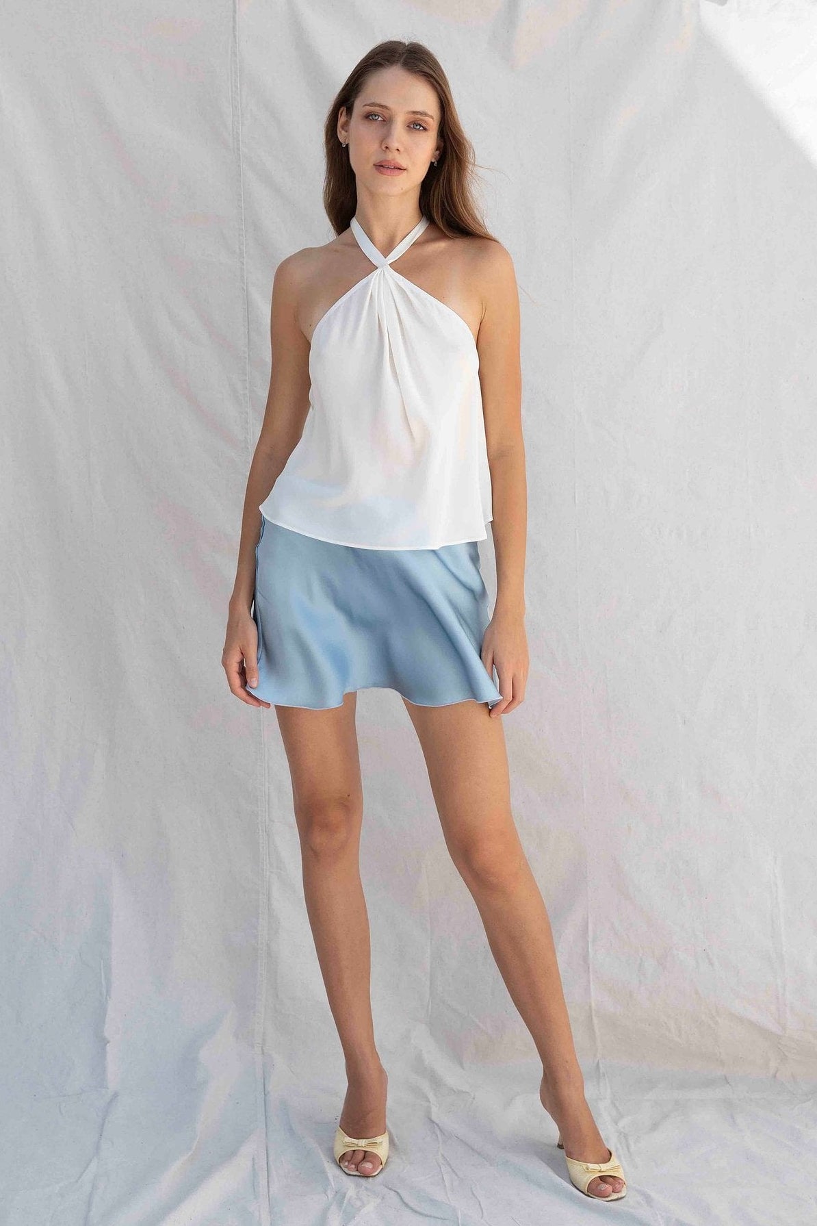 Satin Mini Skirt in Opal